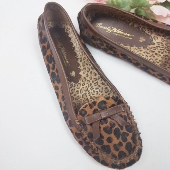 Beverly Feldman Leopard Loafers Calf Hair Flats - Picture 5 of 7